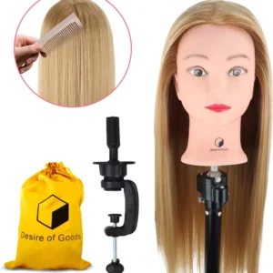 Desire of Goods Oefenhoofd Kappershoofd Goudbruin Statief en Styling Accessoires – Kaphoofd 70 cm