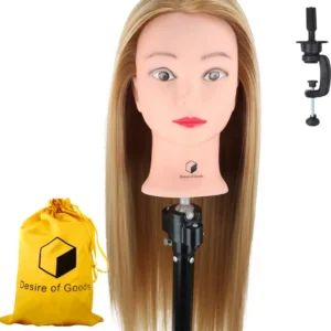 Desire of Goods Oefenhoofd Kappershoofd Donkerblond Kappop Kaphoofd 70 cm met statief