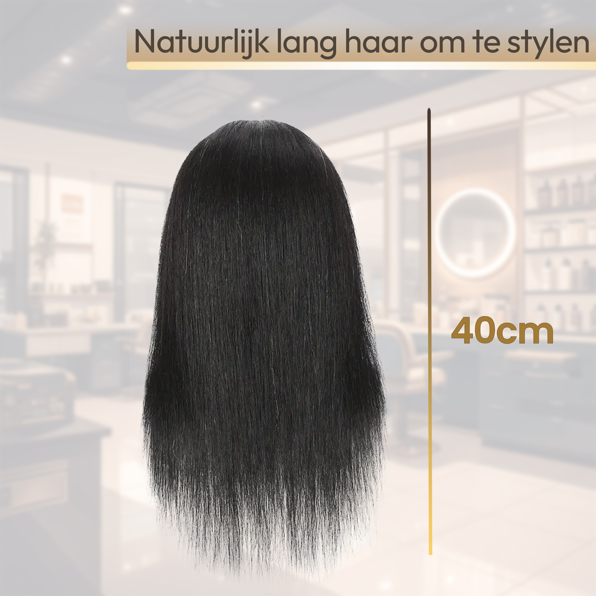 Desire of Goods Afro oefenhoofd kappershoofd – Donkerbruin haar – 100% Echt haar – met statief - Afbeelding 2