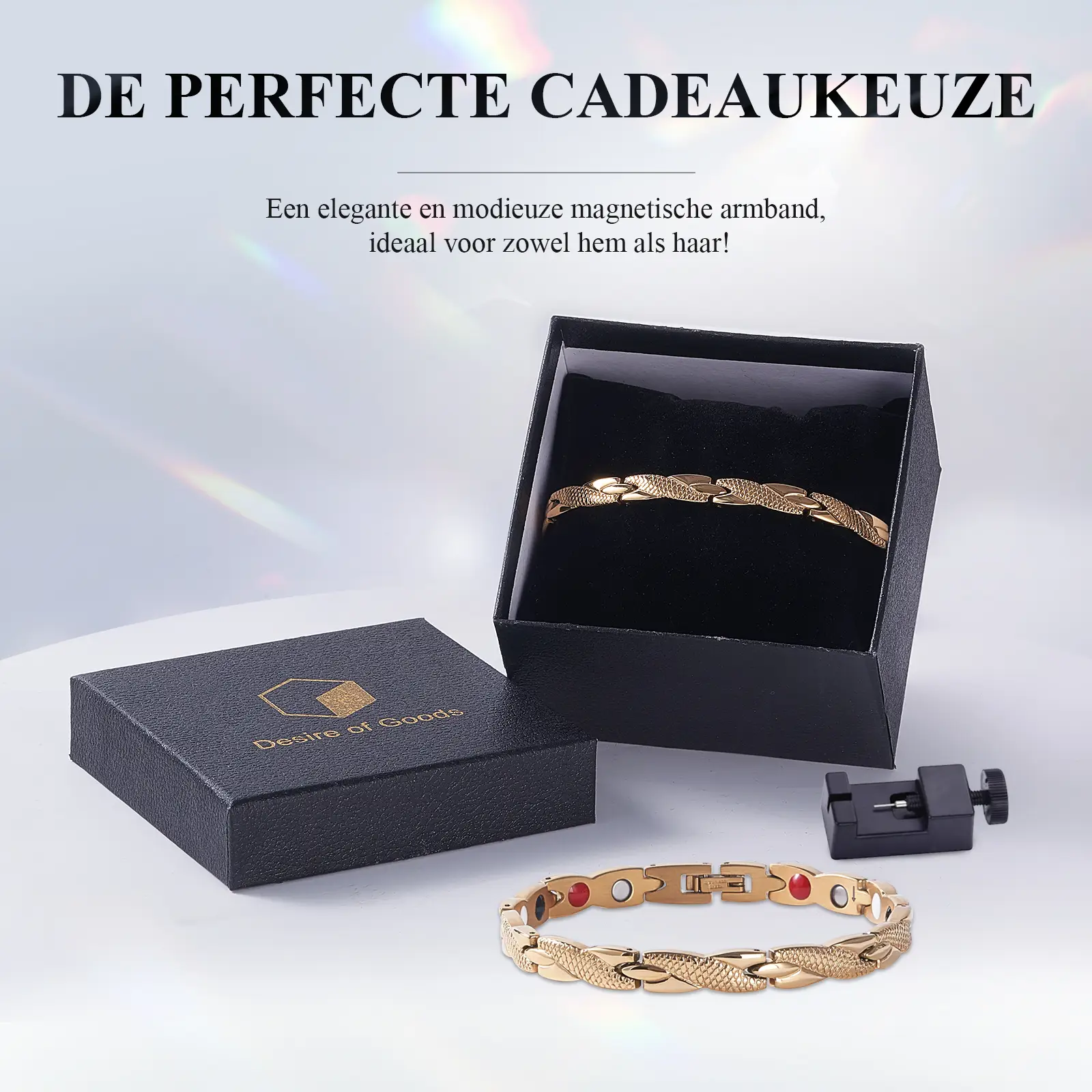 Magnetische armband – Sieraden – Waist trainers – Met inkorter – Dames/Heren – Goud - Afbeelding 7